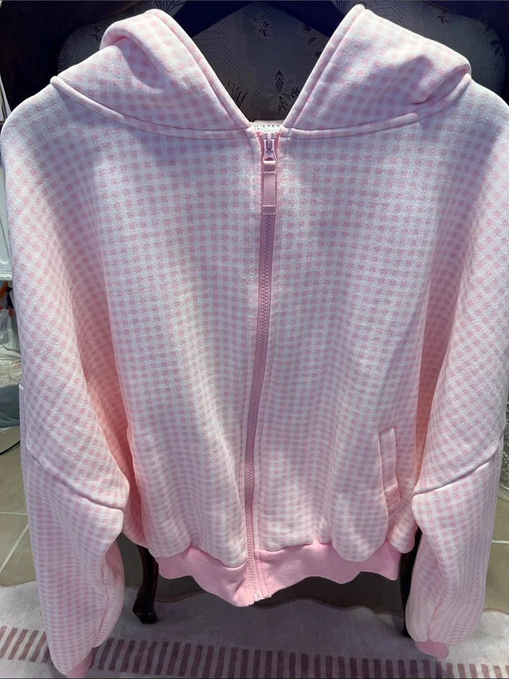 Pink Gingham Blogilates Zip Hoodie